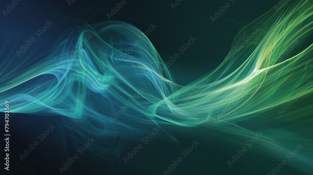 Blue and green energy whispers flowing on a dark background