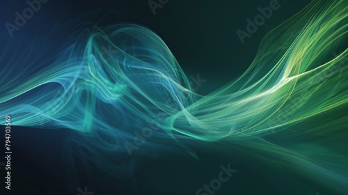 Blue and green energy whispers flowing on a dark background