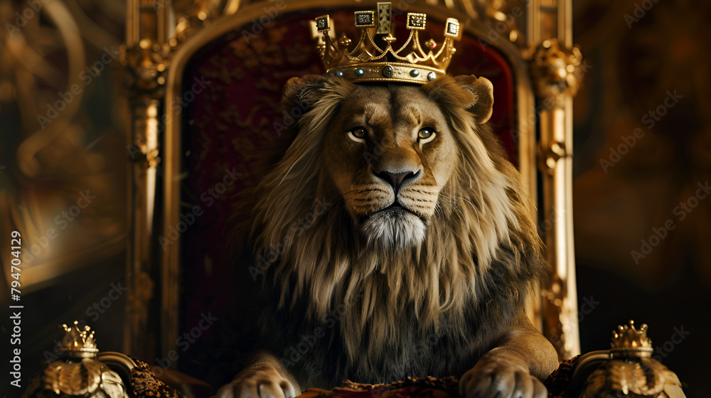 The King The Lion King Artistic Realistic Style Aspect 16:9 - obrazy, fototapety, plakaty 