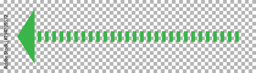 Straight green arrow. Long green arrow indication sign isolated on a transparent background. Vector illustration. EPS 10.