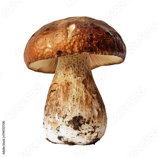 A stunning image of a Boletus mushroom Boletus edulis set against a transparent background