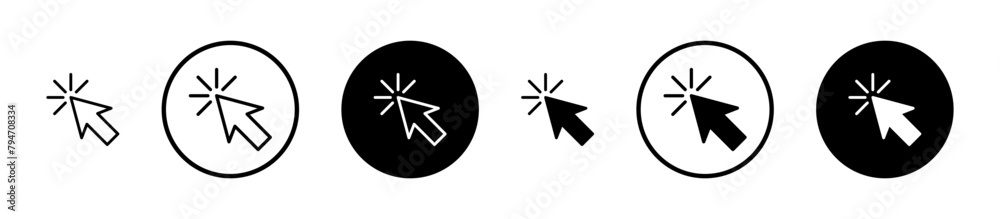 Cursor vector icon set. mouse click arrow line icon. computer pointer ...