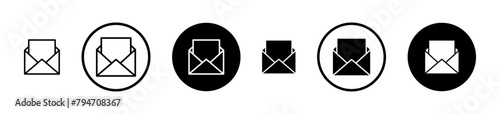 Open envelope vector icon set. open email letter web line icon. open mail sign suitable for apps and websites UI designs. photo