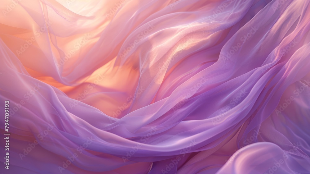 Obraz premium Close-up view of undulating silk fabric with soft pink and violet tones for backgrounds or design.