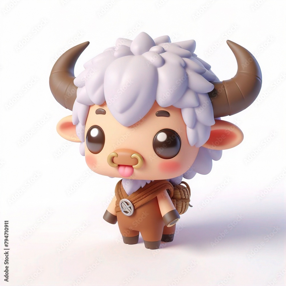 Fototapeta premium 3D buffalo chibi
