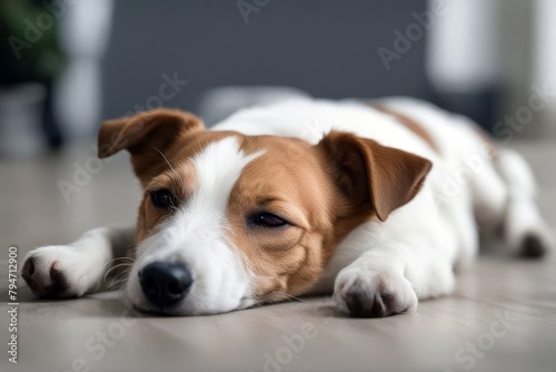 'jack young floor terrier sleeping russell dog sleep home cute toy animal sleepy rest white tongue background blanket funny pet puppy canino lazy happy bedchamber portrait weekend indoor relaxation'