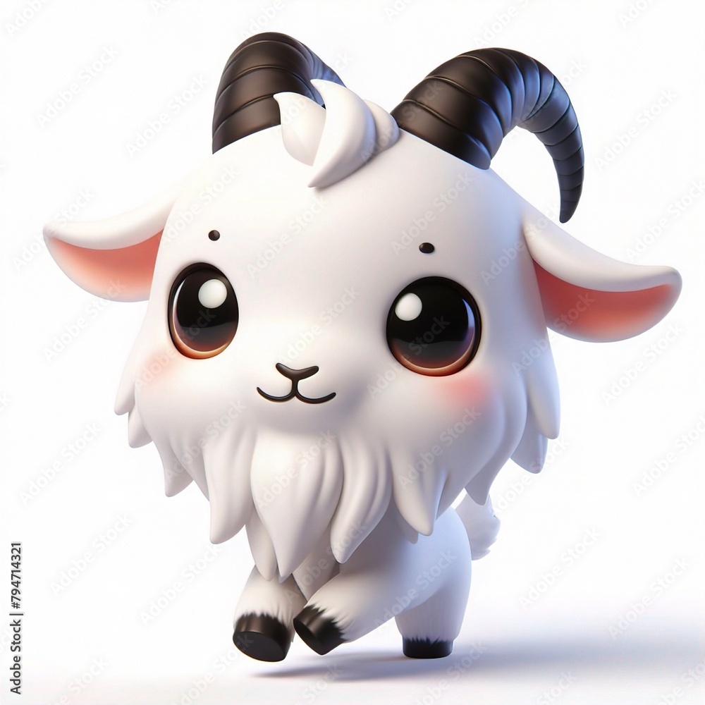 Naklejka premium 3D goat chibi