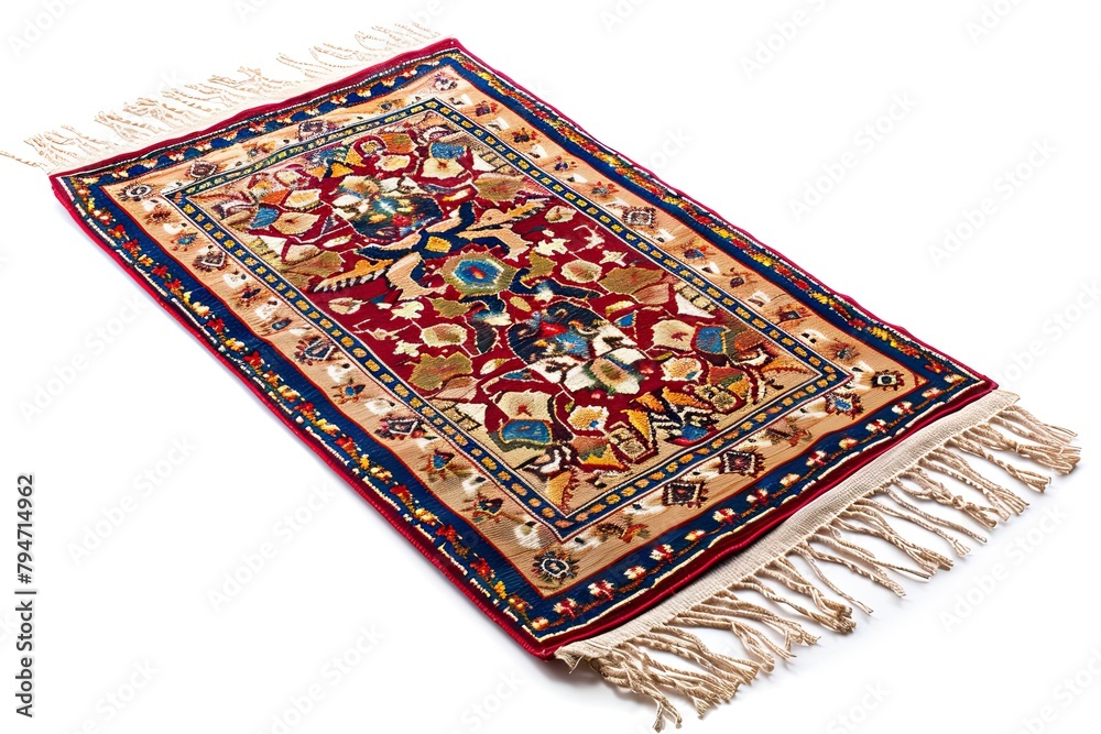 Muslim Prayer Rug Isolated On White Background 