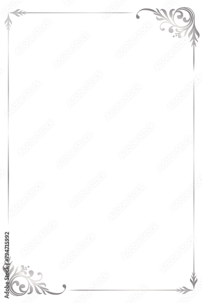 Fototapeta premium Decorative Vintage Silver Frame, 2x3 aspect ratio