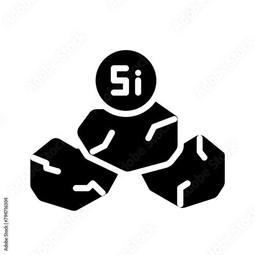 Vector solid black icon for Silicon photo