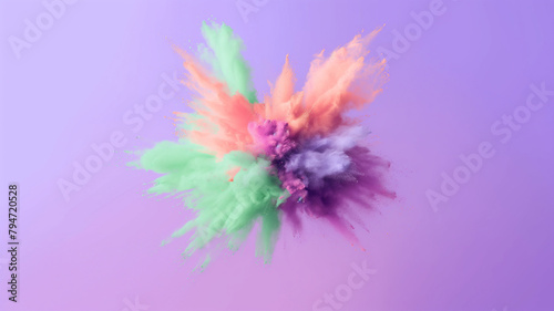 Amazing Bright colorful explosion of powder. Freeze motion of color powder exploding. fun and minimal concept for Holi festival India  or colorful explosion smoke  high speed  photography