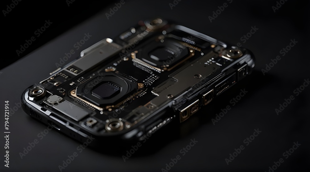 Dual camera and flash on back of black color smartphone on white background Dual camera and flash on back of black color smartphone on white background