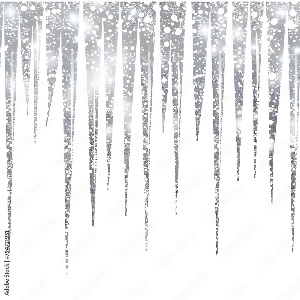 silver glitter background with sparkling icicles at the top silver glitter background with sparkling icicles at the top