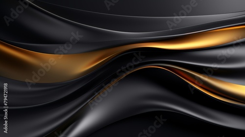 Black and gold abstract background with smooth and flowing lines.