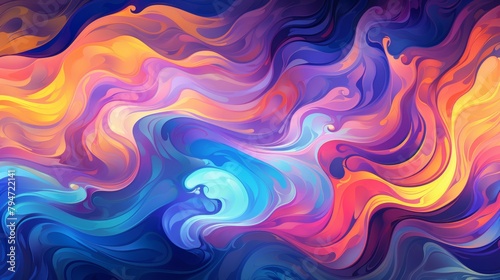 Colorful abstract painting with a smooth, flowing pattern.