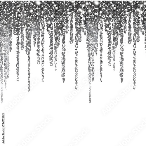 silver glitter background with sparkling icicles at the top