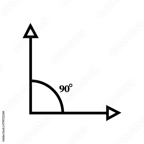 Ninety degree angle icon vector, geometric 90 degree icon, linear style ninety degree angle icon isolated on white background.