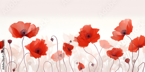 red flowers petals bloom sketch artwork floralillustration on a white background photo