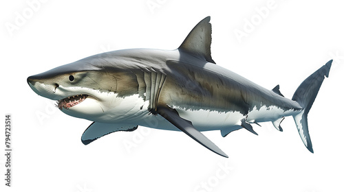 Shark deep water predator isolated on a white background  aquatic animal
