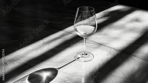 Sparkling Water in Wine Glass with Shadows.