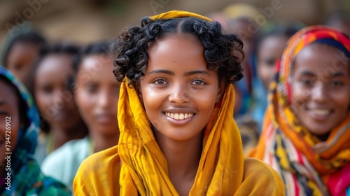 Generative AI : Young  girl from the ethiopian after school photo