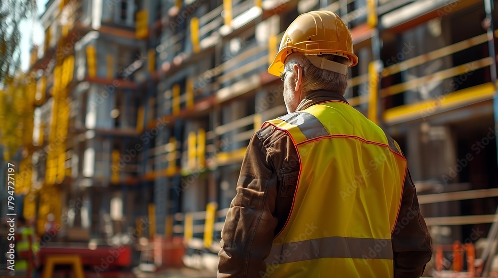 Generative AI : architect in front of a project being built Generative AI : architect in front of a project being built
