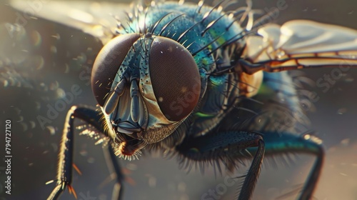 A detailed image of a fly, showcasing the potential health risks associated with flies and the need for pest control. © Ammar