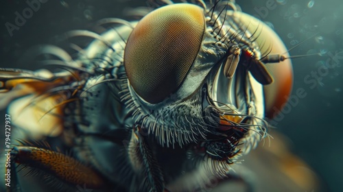 A detailed image of a fly, showcasing the potential health risks associated with flies and the need for pest control.