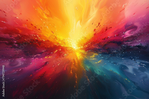 Vibrant bursts of color exploding across a digital canvas, painting the world in a kaleidoscope of abstract expression and creativity in a surreal display of digital artistry.