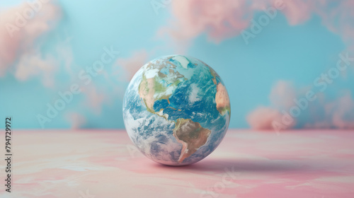 Planet earth in pastel colours, space for text