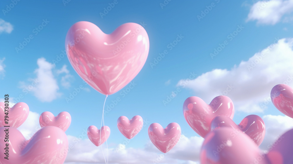 Heart balloon float in the air