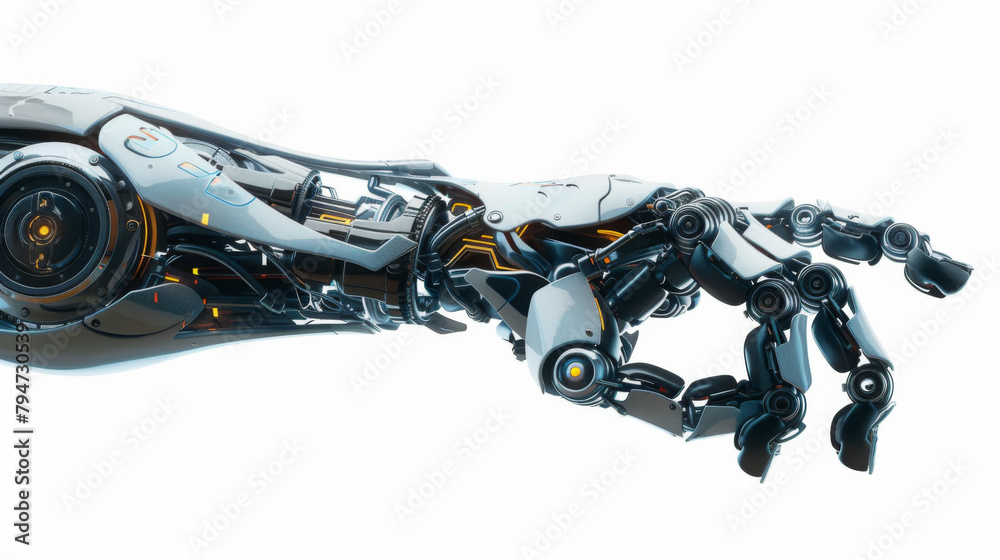 Futuristic robotic arm isolated on white