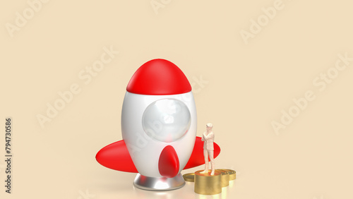The rocket for start up Business or sci education concept 3d rendering.