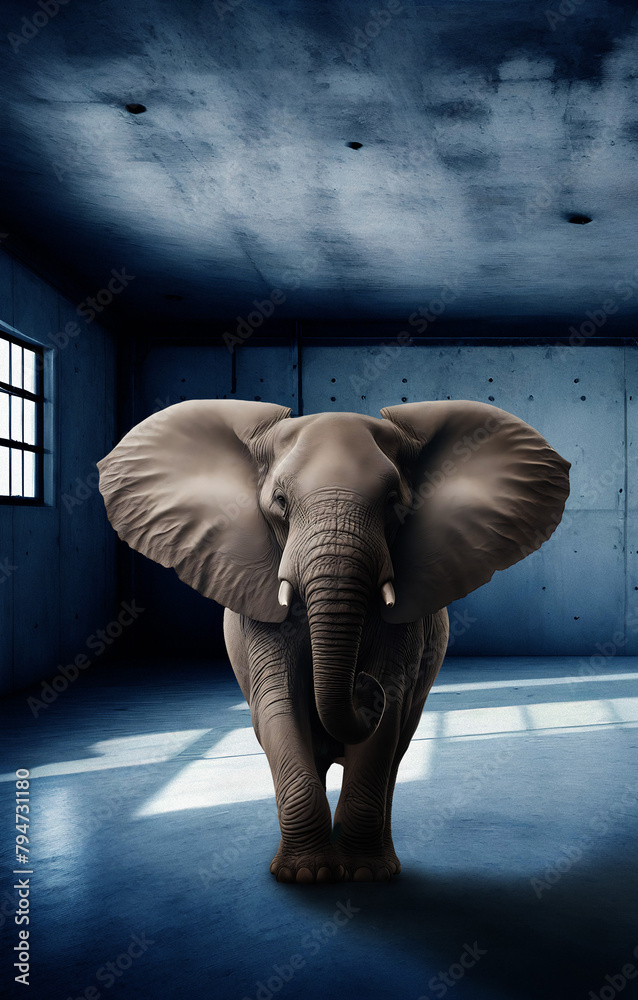 an elephant in an empty room, metaphor concept
