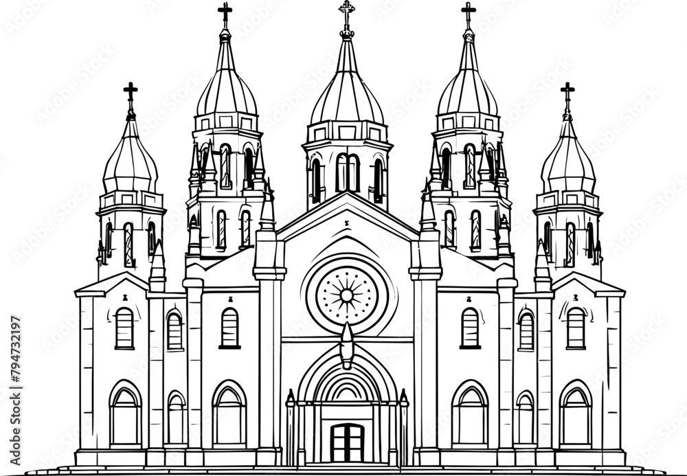 Cathedral sketch drawing