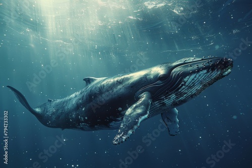 A beautiful whale in its natural habitat. A photo suitable for a magazine about animals and wildlife. © Uliana
