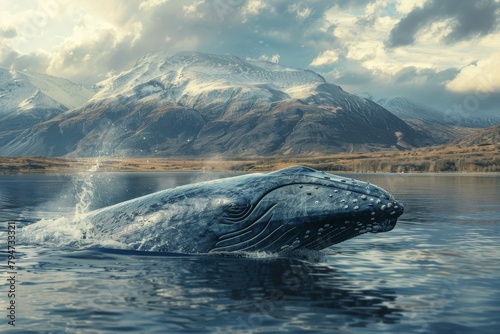 A beautiful whale in its natural habitat. A photo suitable for a magazine about animals and wildlife. © Uliana