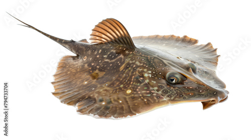 Skate fish isolated on a white background, aquatic animal