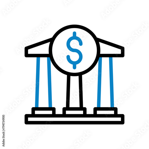 Banking icon duocolor blue black business symbol illustration.