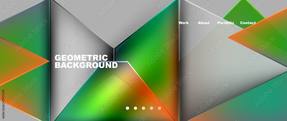 A colorful geometric background featuring triangles and rectangles. The vibrant tints and shades create a liquidlike pattern reminiscent of a futuristic electronic gadget