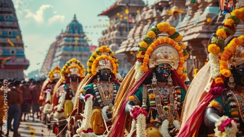 A detailed image of the charioteers dressed in traditional attire, symbolizing the historical significance and continuity of the Jagannath Rath Yatra. photo