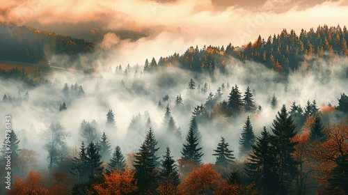 Haunting Beauty: Autumn Fog Blanketing the Black Forest Landscape