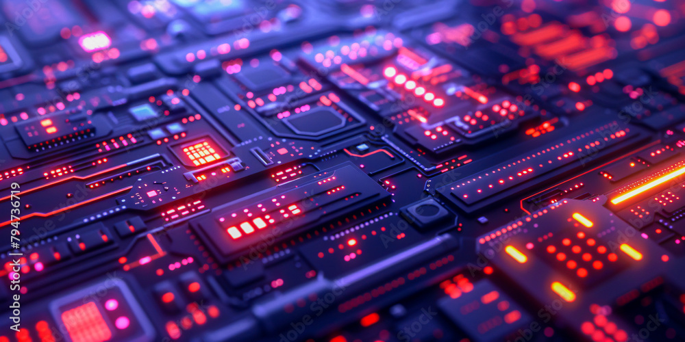 High-Tech Electronics, Closeup of a Circuit Boards Complex Engineering
