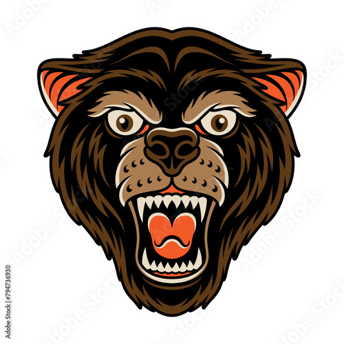 Grizzly bear with old school tattoo style