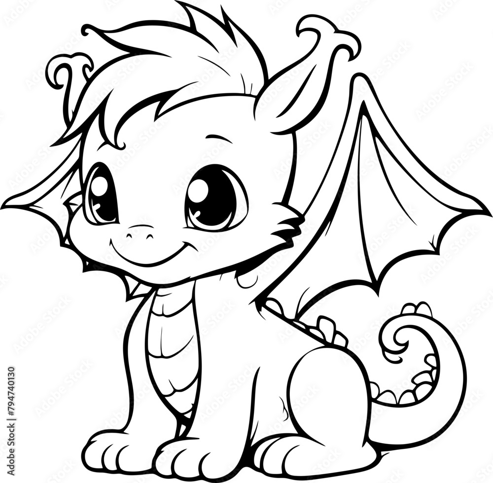 Fototapeta premium Cute mini dragon drawing