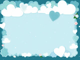 Decorative frame with clouds and heart