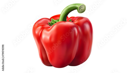 A vibrant red bell pepper isolated on a white background