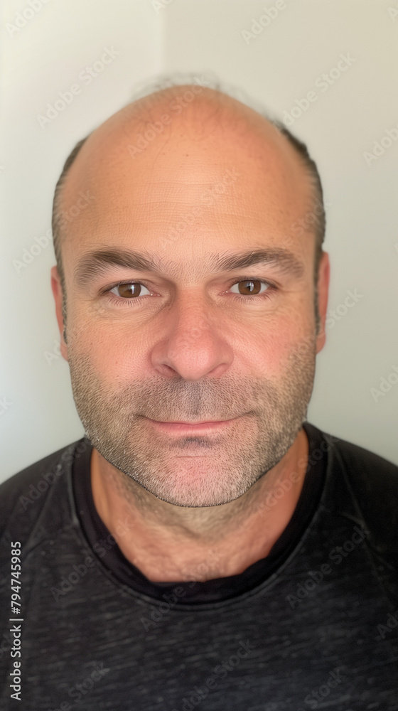 An image capturing a man before undergoing a hair transplant procedure, showcasing his initial hair loss or balding condition prior to treatment.
An image capturing a man before undergoing a hair transplant procedure, showcasing his initial hair loss or balding condition prior to treatment.