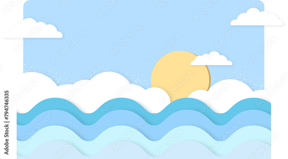 Abstract kawaii clouds cartoon on sky, background. Concept for children and kindergartens or presentation