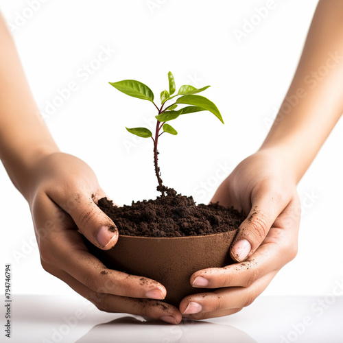 hands holding a plant